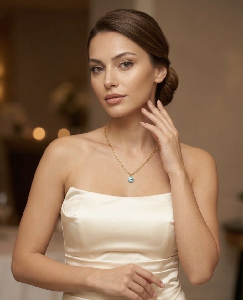 MİNE NAZARLI TIF GOLD KOLYE