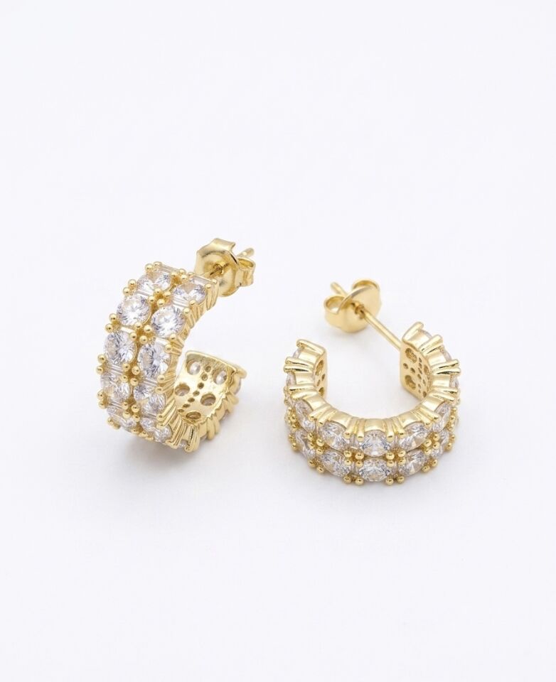 ÇİFT SIRALI GOLD SUYOLU KÜPE